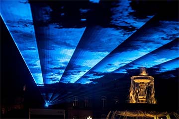 GERMANY - Stuttgart’s Schlossplatz under water with EnBW's walkable sound and laser installation vokdams